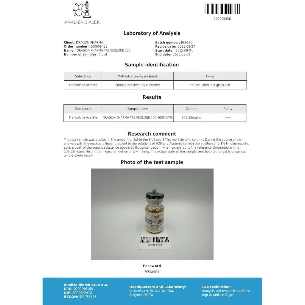 trenbolone 100 product testing certification